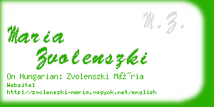 maria zvolenszki business card